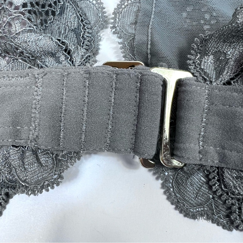HAH Hot As Hot Got UR Back Gray Silver Lace Bra Size XS - Picture 11 of 13